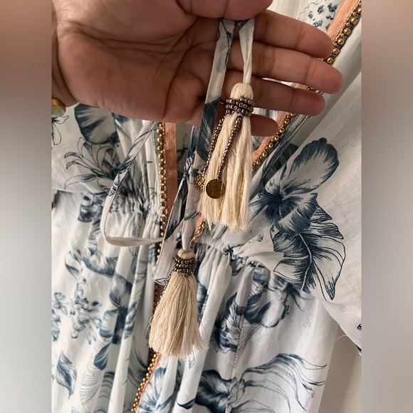 Anthropologie True Destinations Boho Floral Beach Cover Up Tassels Sz XS - Picture 7 of 10